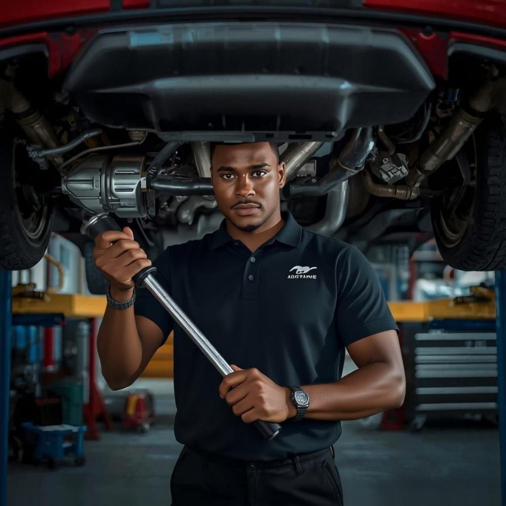 Man holding a wrench for oil change